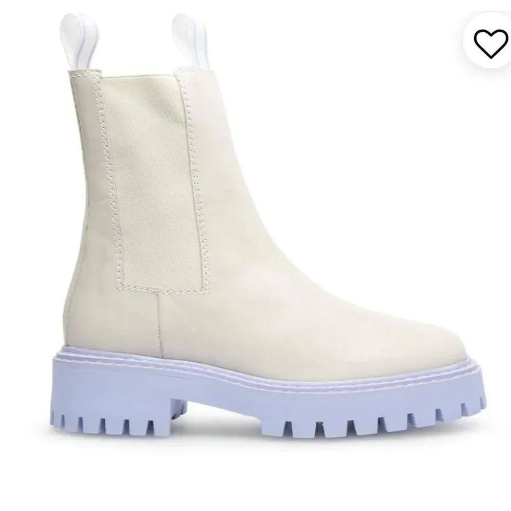LAST Womens Daze Cow Leather‎ Chunky Platform Chelsea Boots Off White Size 37
